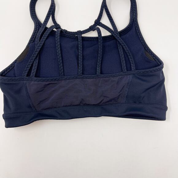 Athleta Navy Blue Strappy Back Sports Bra Small S Scoop Neck Removable Cups - Picture 7 of 9